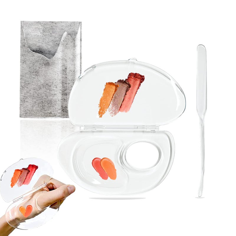 Penugo 180 Degree Folding Acrylic Makeup Mixing Palette Plastic Foundation Makeup Facial Palette with Felt Bag Transparent Spatula Tool for Eyeshadow Liquid Foundation